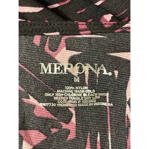 Merona Womens Abstract Pink & Black Short-Sleeve Top M - Picture 3 of 3
